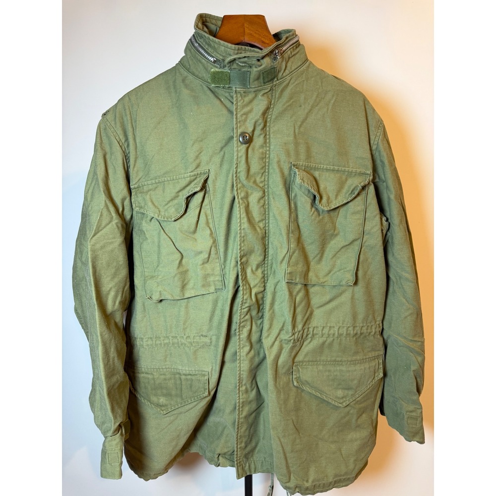 Vintage US Military M-65 Cold Weather Field Coat Jacket Olive Drab Green Men